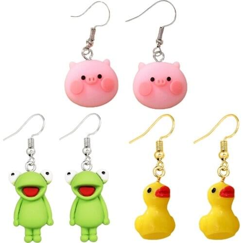 Green Frog Pendant Earrings for Women Cute Accessories Jewelry Pink Frog Simple Small Dangle Earrings trending products 2021