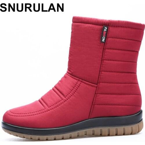 SNURULAN Winter womens winter boots; womens waterproof warm ankle boots; platform shoes with plush lining; womens shoes