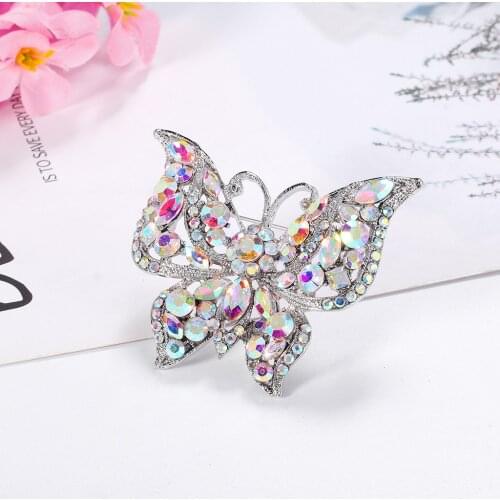 Rhinestone Butterfly Brooch Winter Dark Color Pin Insect Coat Brooch Fashion Jewelry 2 Colors Available High Quality