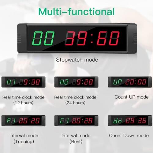 Workouts timer LED Remote Wall Clock Stopwatch Interval Timer Prescise Electronicl Clock with Remote for Gym Fitness Training