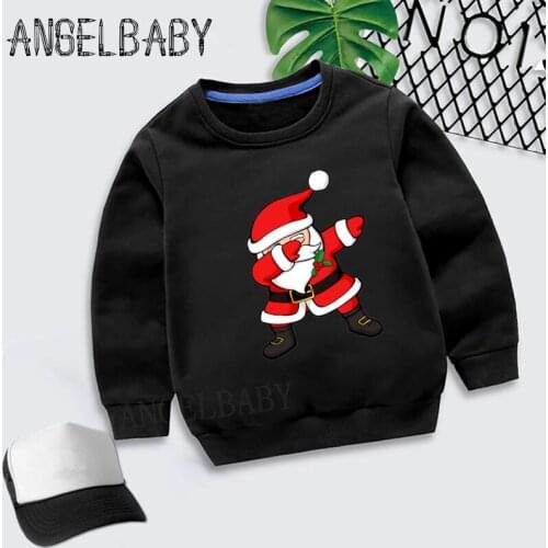 Boys Girls Sweatshirt Kids Merry Christmas Dabbing Santa Pattern Cartoon Hoodies Children Autumn Tops Cotton Clothes,KYT5112