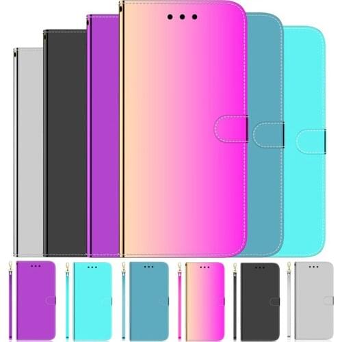 2021 Mirror Flip Phone Case For Samsung Galaxy A01 A02 A11 A21 A21S A31 A41 A51 A71 A12 A32 A42 A52 A72 5G Wallet Stand Gradient