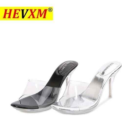 Women Sandals Summer 2021 Female Shoes Woman Home Soft Slippers High Heels Sexy Platform Heel Transparent Clear Heels PVC Slide