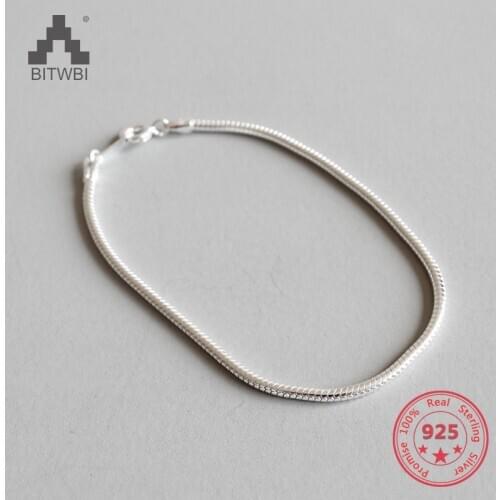High Quality Vintage 925 Sterling Silver Bracelets Fashion Concise Fine Bracelet Snake Chain Charm Bracelets Jewelry