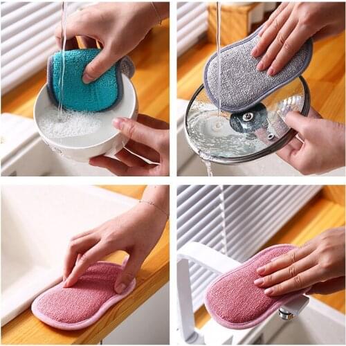 ZK90 Dishwashing sponge scouring pad kitchen cleaning dishwashing pot block decontamination dishwashing cloth double-sided wipe