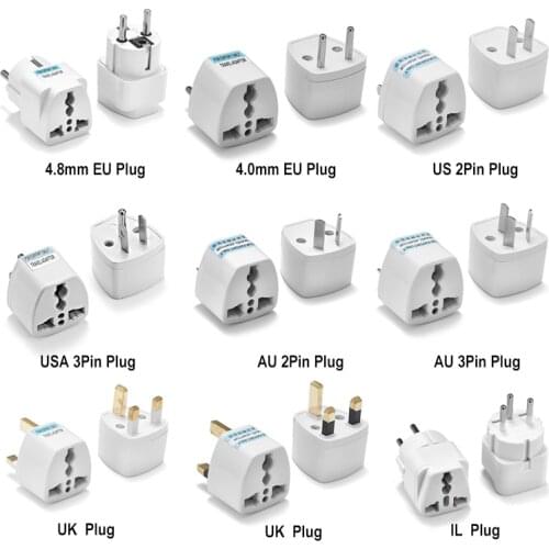 1pcs AU UK US EU IL Plug Adapter Universal US to EU Converter Black/White Australian Euro Travel Adapter Power Socket Outlet