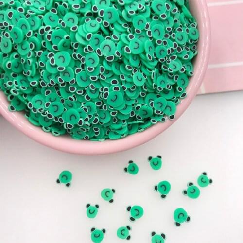 100g Cartoon Frog Head Slice Animal Clay Sprinkles for Crafts Slime Filling Material DIY Nail Art Decoration Accessories