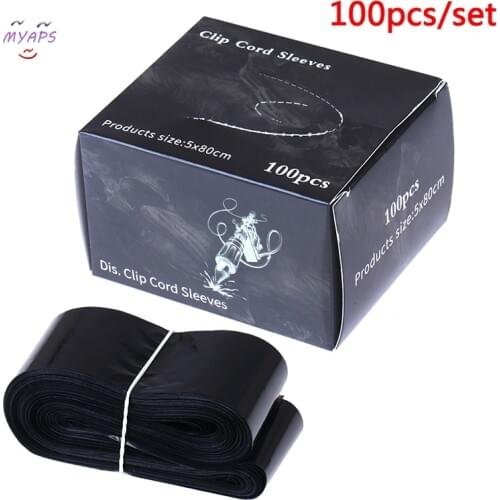 100Pcs Tattoo Accessory Machine Disposable Black/Blue Tattoo Clip Cord Sleeves Bags Covers For Tattoo