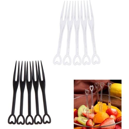 100pcs Fruit Fork Mini Clear Disposable Plastic Forks For Party BBQ Sticks Picks Skewer Set Home Dining Food Cake Fruit Fork