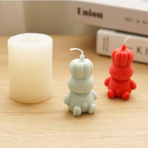 3d Pumpkin Man Silicone Candle Plaster Mold Korean Ins Wind Doll Homemade Scented Candle Silicone Mold