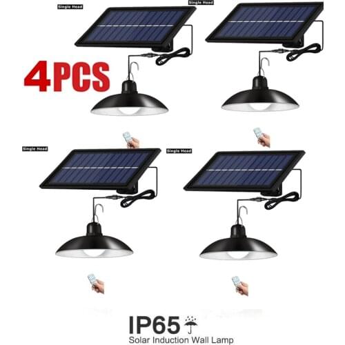 4pcs remote 30 led 2 head Retro Lampshade White SMD LED Solar Pendant Light Waterproof Pendant Sensitive Lamp for Farm Garden Ya