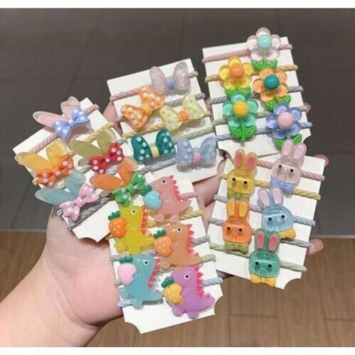 5pcs/lot new girl Cartoons animal hair band ponytail fixer dinosaur Holder Scrunchies Kids Hair Ropes Rubber Bands Hair Accessor