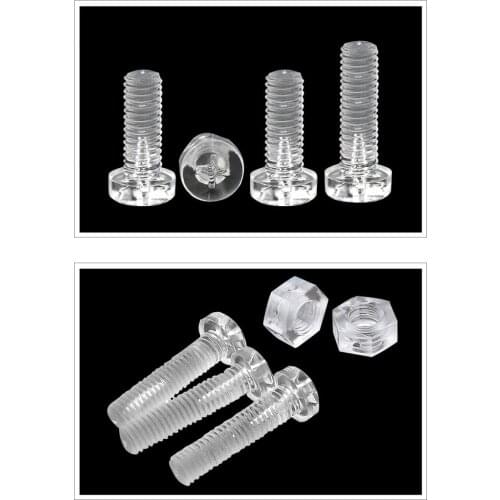 50pcs M3 M4 Acrylic Clear Transparent Plastic Phillips Round Head Screw Pan Cross Head Bolt Metric Threaded length=4-25mm