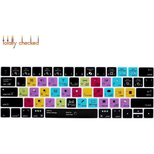 Adobe InDesign Function Shortcuts Hotkey Silicone Keyboard Cover Keypad SKin for Macbook Pro 13"15"Touch Bar A1706 / A1707