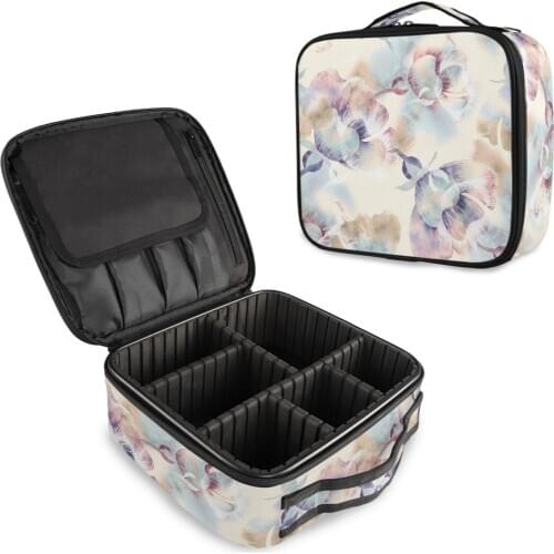 ALAZA Beauty Brush Makeup Bag Travel Professional Women Cosmetic Case Big Capacity Make Up Box Necessary Flower Cosmetic Bag