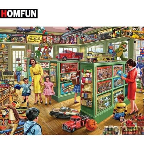 HOMFUN Full Square/Round Drill 5D DIY Diamond Painting "Character toy store" Embroidery Cross Stitch 5D Home Decor A00808