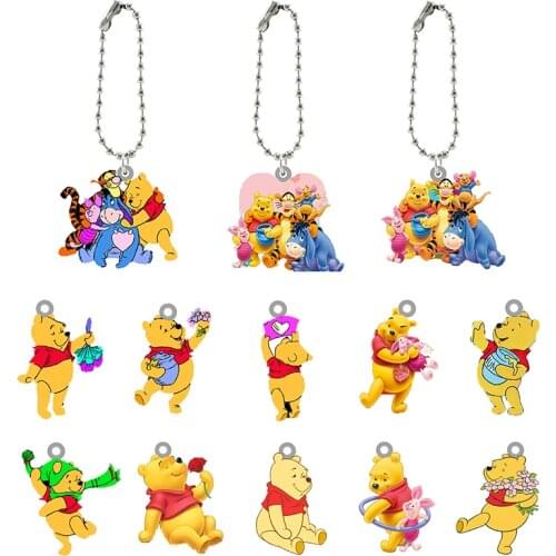 Disney Pooh And Piglet Animated Pictures Pendants Wallet Buckles Keychain Pendants Fashion Taste Resin Acrylic Accessories