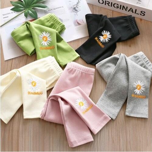 Girls Trousers 2021 Summer New Korean Girl Daisy Leggings Pants Kids Clothes