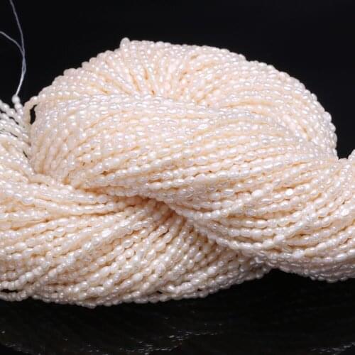 AA Natural Freshwater Pearl White Rice-Shaped Loose Beads 2-2.3mm For Jewelry Making DIY Bracelet Earrings Necklace Accessory