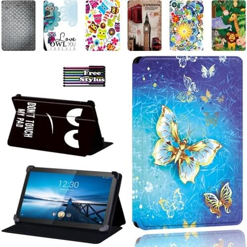 Tablet Folio Cover Case for Lenovo Smart Tab M8 8" / Tab M10 10.1" PU Leather Stand Protective Case + Pen