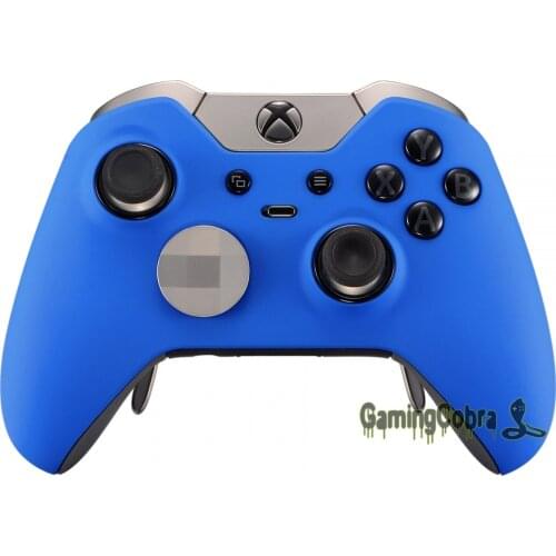 EXtremeRate Front Shell Faceplate Cover for Xbox One Elite Controller Soft Touch Blue Design - Model 1698
