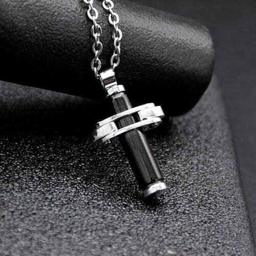 New Arrival Cylinder Cross Pendant Necklace Gun Metal Plating Stainless Steel Fashion Men and Women Jewelry 10pcs/lot