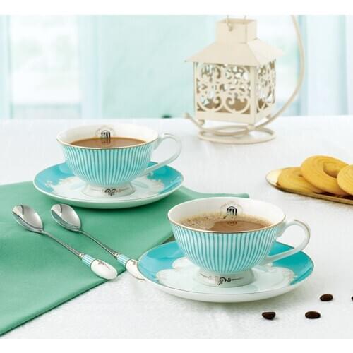 European Coffee Cup Blue Bone China English Afternoon Tea Set Teacup Party Tazas De Cafe Home Drink Wedding Gift