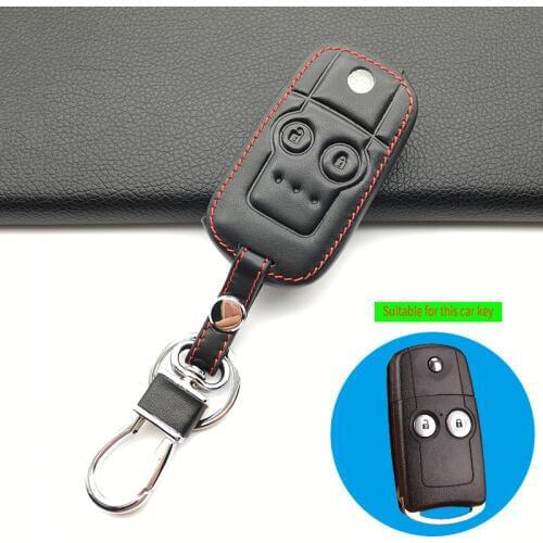 100% Leather Car Key Case Protector For Honda 2 Button Remote Control Cover Fob CRV Civic Accord Jazz HRV Key Shell