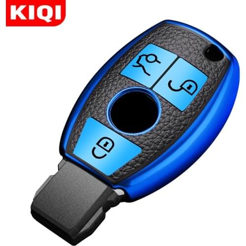 KIQI TPU Leather Car Key Case Cover Protector for Mercedes Benz CLS CLA GL R SLK AMG A B C S Class Remote Holder Accessories