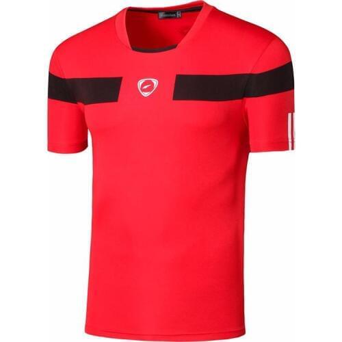 Jeansian Mens Sport Tee Shirt Tshirt T-Shirt Tops Running Gym Fitness Workout Football Short Sleeve Dry Fit LSL120 Red2