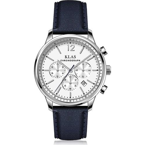 Mens leather belt waterproof wristwatch KLAS Brand