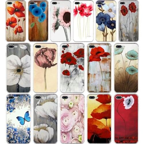 196H Color Blossom Soft TPU Silicone Cover Case For Apple iPhone 6 6s 7 8 plus Case