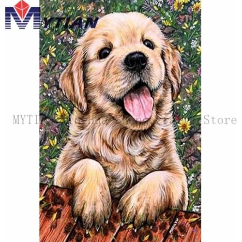 MYTIAN 5D DIY Diamond Painting Sweet Puppy Dog 3d Diamond Embroidery Art Kit Easy and Fast Handmade Crafts Cross Stitch Decor