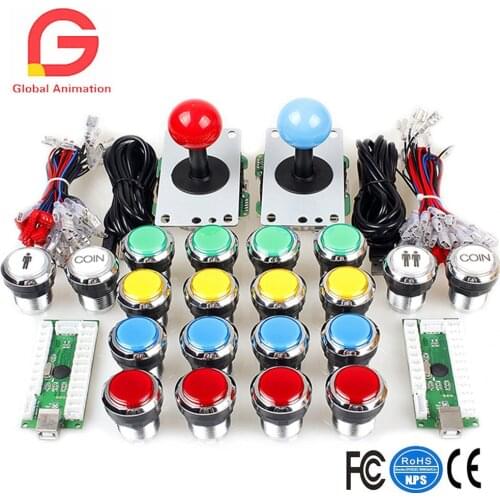 2 Player Classic Arcade Contest DIY Kits USB Encoder To PC High Quality Joystick+Chrome Plating LED Illuminated Push Button