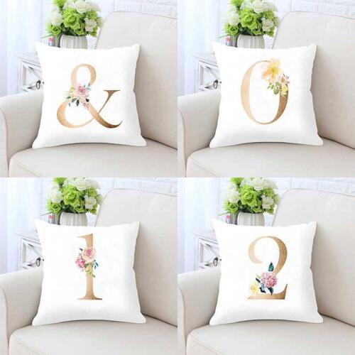 Modern Style Number Cushion Cover Rose Flower Minimalist Decor Mathematics Arabic Numerals Throw Pillow Case Double Side Print