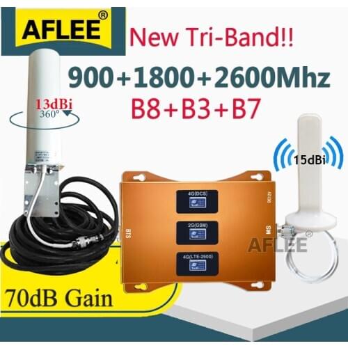 New!! Cell Phone Cellular Amplifier 4G 900 1800 2600 Tri-Band Repeater GSM 2G 3G 4G NetWork Mobile Signal Booster DCS WCDMA LTE