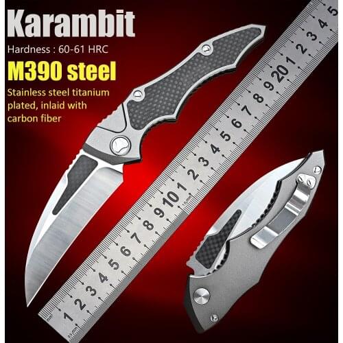High Hardness M390 Steel Outdoor Camping EDC Tactical Survival Self Defense Weapons Folding Karambit Hunting Knife