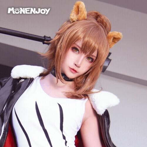 Monenjoy Arknights Siege Cosplay Wig Verna Brown Cos Hair