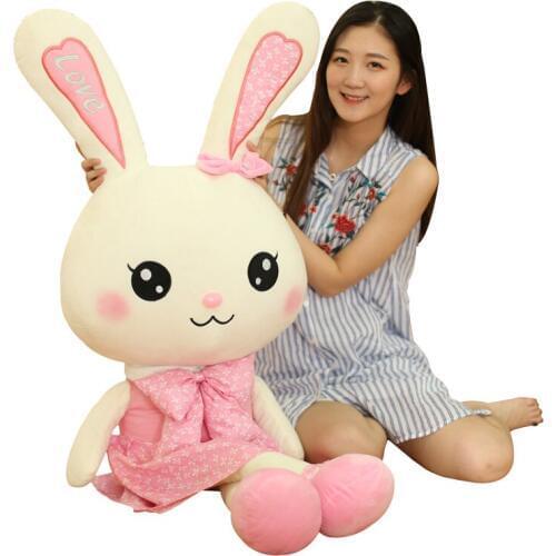 Doimytrader Big Animals Bunny Plush Toy Giant Stuffed Rabbit Doll Cartoon Pillow Best Gifts for Children 37inch 95cm DY61704