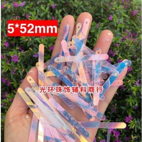 Sewing supplies 5*52mm long slice Dance Dress sequins transparent white strip bead DIY material