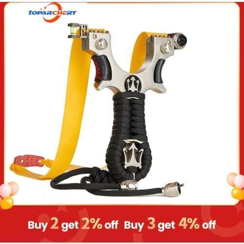 Toparchery Slingshot Stainless Steel Catapult Hunting Accessories Rubber Band Outdoor Shooting Practice with rubber band