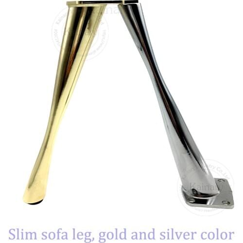 Luxury Slim gold sofa leg DIY chair foot desk legs, silver color furniture hardware metal cabinet feet 17cm/23cm