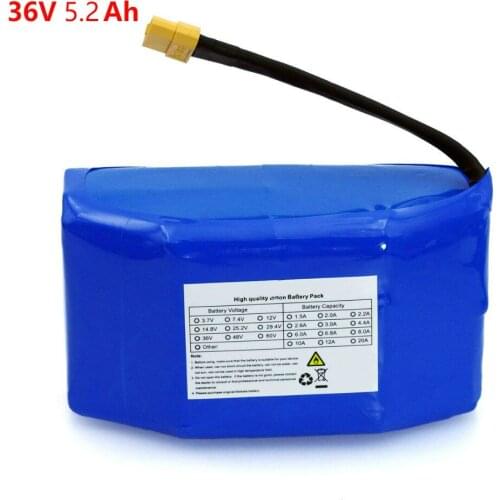 Aluoka 36V 5.2Ah 5200mah high drain 2 wheel electric scooter self balancing 18650 lithium battery pack for Self-balancing Fits