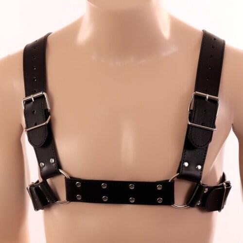 Sexy Lingerie Male Leather Harness Adjustable Fetish Gay Clothing Goth Body Chest Harness Belt PunkCostumes Bdsm Sex Toy Erotic