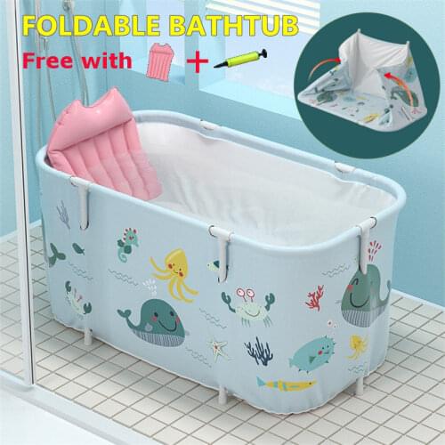 Folding Bath Bucket Adult Portable Bathtub Children Swimming Pool Household Plastic Full Body Bathtub With Cover Home Sauna