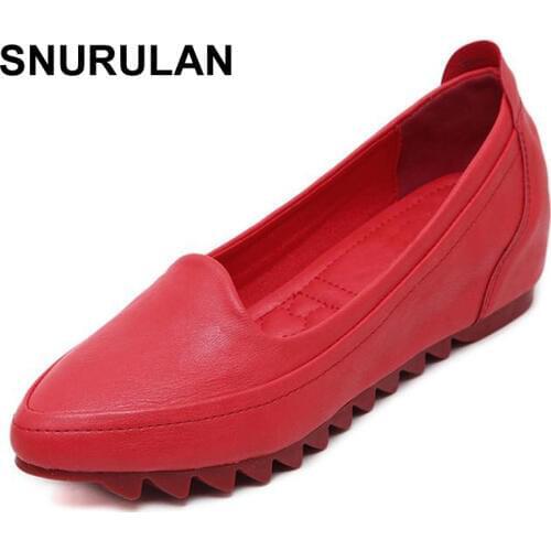 SNURULAN Size 33-42 Newly Spring Autumn Woman Microfiber Leather Shoes Fashion Lady Leather Shoes Soft Woman Flats