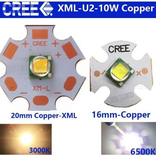 2 PCS CREE XML LED XMLT6 10W WHITE White Warm White High Power LED Emitter with 16mm 20mm PCB Copper plate