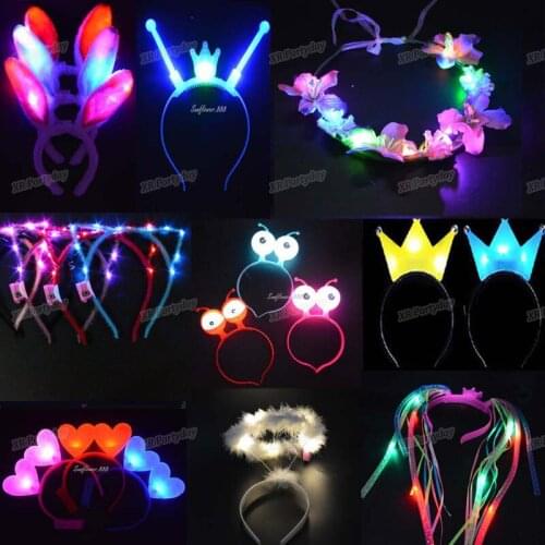 1PC Glow Light kids Women crown bunny cat head bands LED Flashing Hairband Headband party Hair home decor birthday