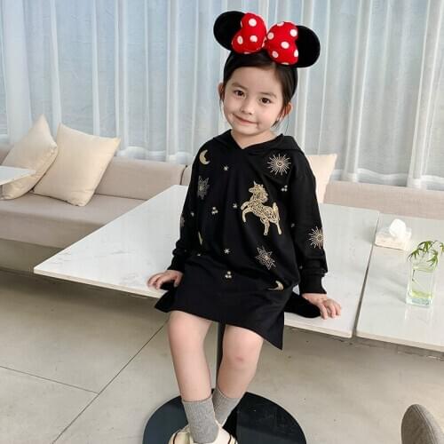 2 3 4 5 6 7 Years Toddler Girls Hoodies Casual Korean Unicorn Hood Long Sweatshirts for Girl Autumn 2020 Children Pullover New