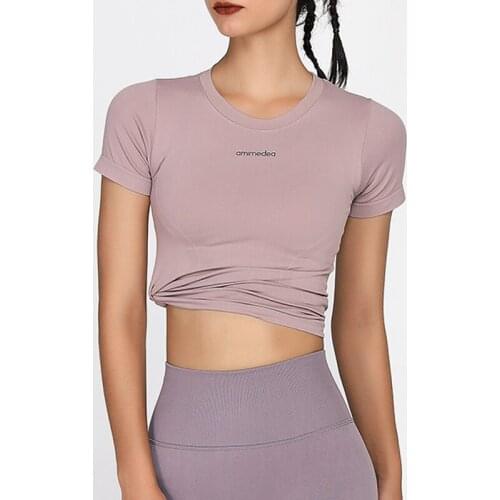 Heydress O-neck Gym Tops Short Sleeve T-shirts Running Shirt Fitness Blouse Women Sport Tops High Elastic Seamless Yoga Shirt